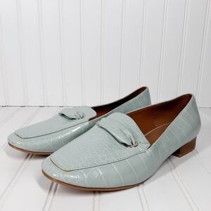 ASOS Mint Green Croc-Embossed Loafers Size 9